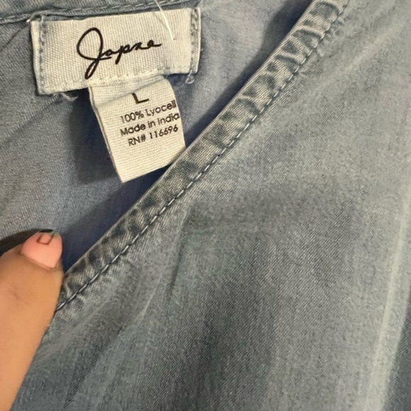 Japna Lycol Denim Soft Jumpsuit Dolman Sleeve Romper One Piece Pant Suit New Lg - Picture 6 of 7